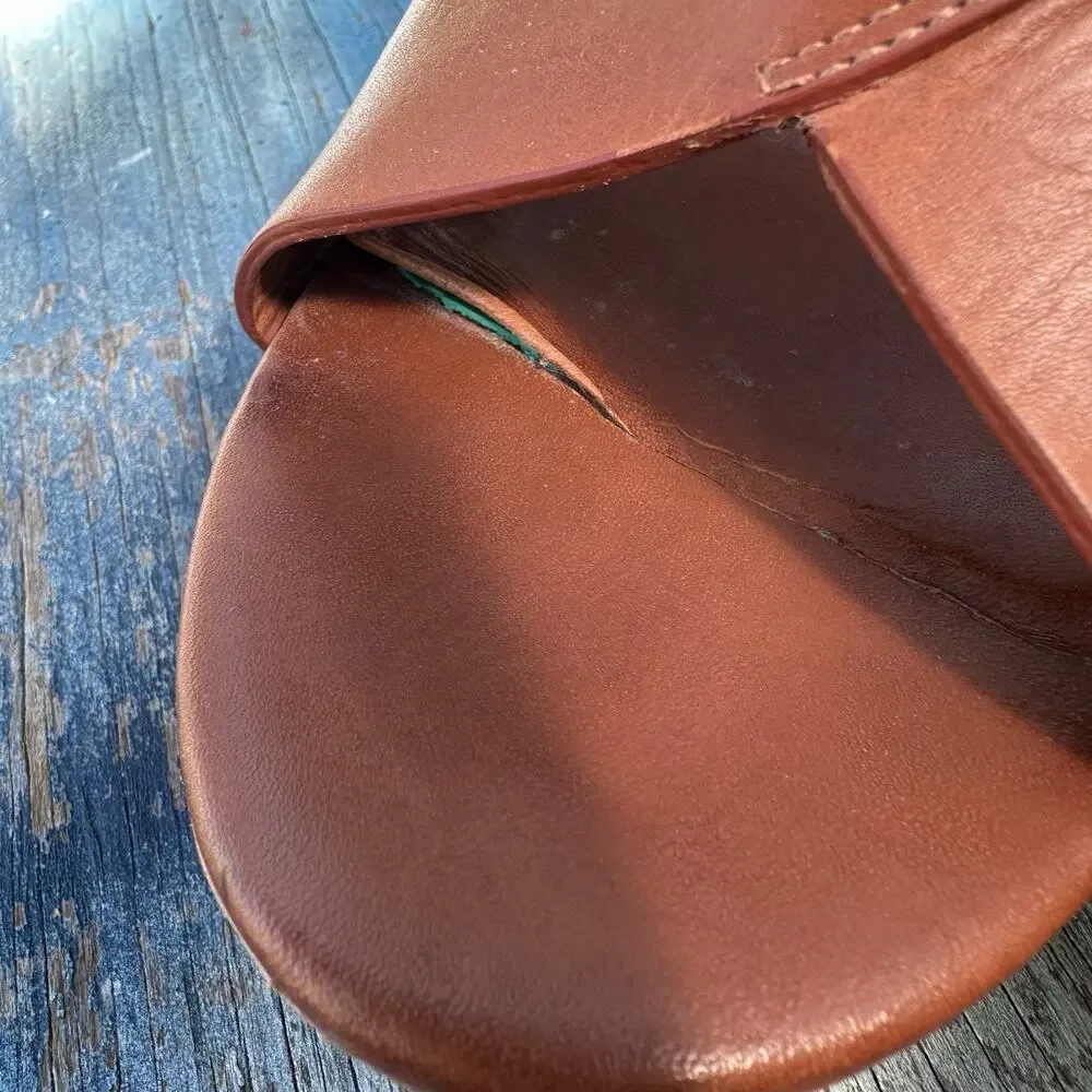 Diane Von Furstenberg Camel Wood Wedge Crossover Heels Women’s 9.5 - 999